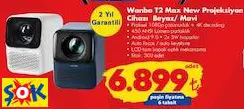 WANBO T2 MAX NEW PROJEKSİYON CİHAZI BEYAZ/MAVİ